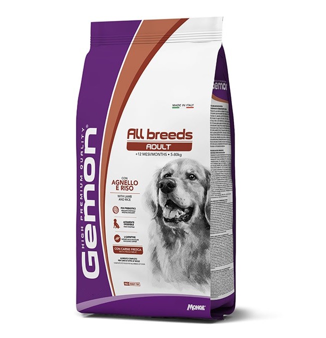 GEMON CANE ADULT MEDIO AGNELLO RISO KG 15