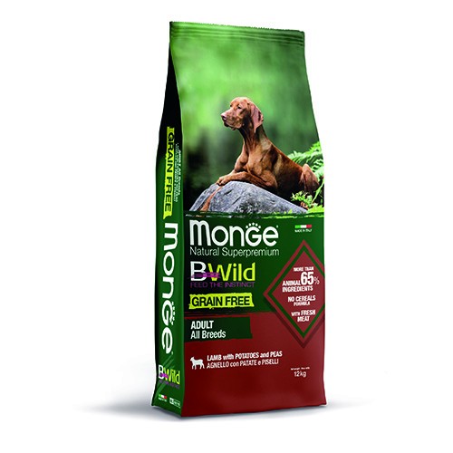 MONGE CANE ALL BREEDS ADULT GRAIN FREE AGNELLO PATATE E PISELLI 12 KG