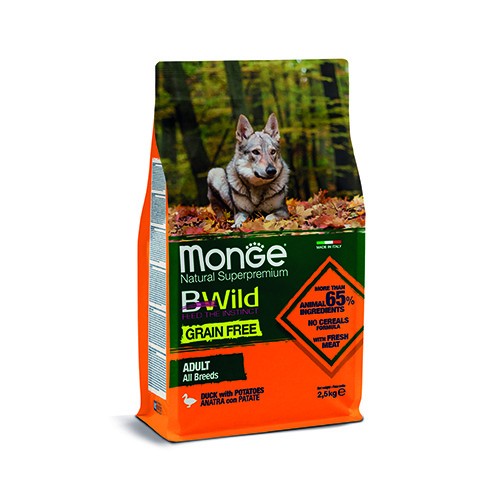 MONGE CANE ALL BREEDS ADULT GRAIN FREE ANATRA E PATATE 2,5 KG
