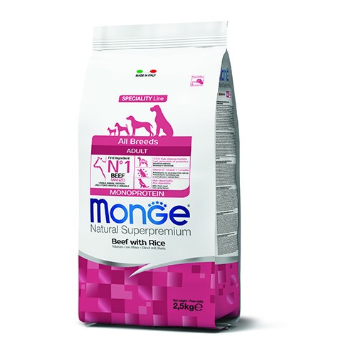 MONGE CANE ALL BREEDS MANZO/RISO KG 2,5