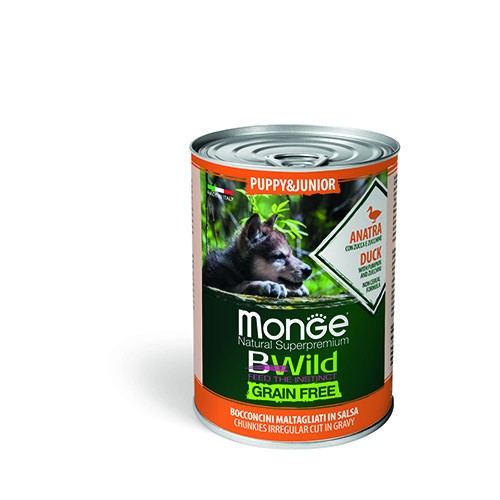 MONGE CANE GRAIN FREE JUNIOR ANATRA ZUCCA E ZUCCHINE 24 6 lattine