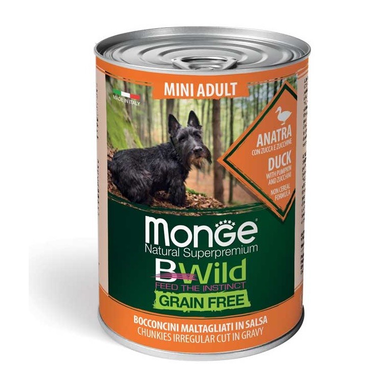 MONGE CANE GRAIN FREE MINI ADULT ANATRA ZUCCA E ZUCCHINE 24 6 lattine