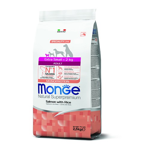MONGE EXTRA SMALL ADULT SALMONE/RISO KG 2,5