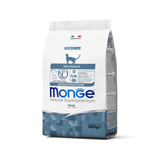 MONGE GATTO STERILIZZATO MONOPROTEICO TROTA GR 400