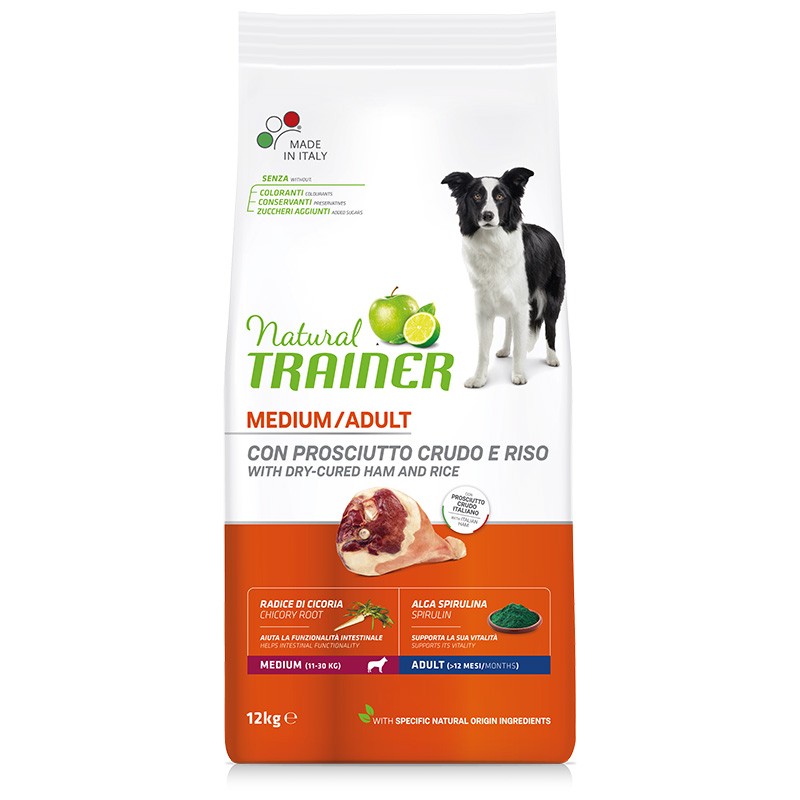 NATURAL TRAINER CANE MEDIO ADULT PROSCIUTTO CRUDO KG 12 new pack
