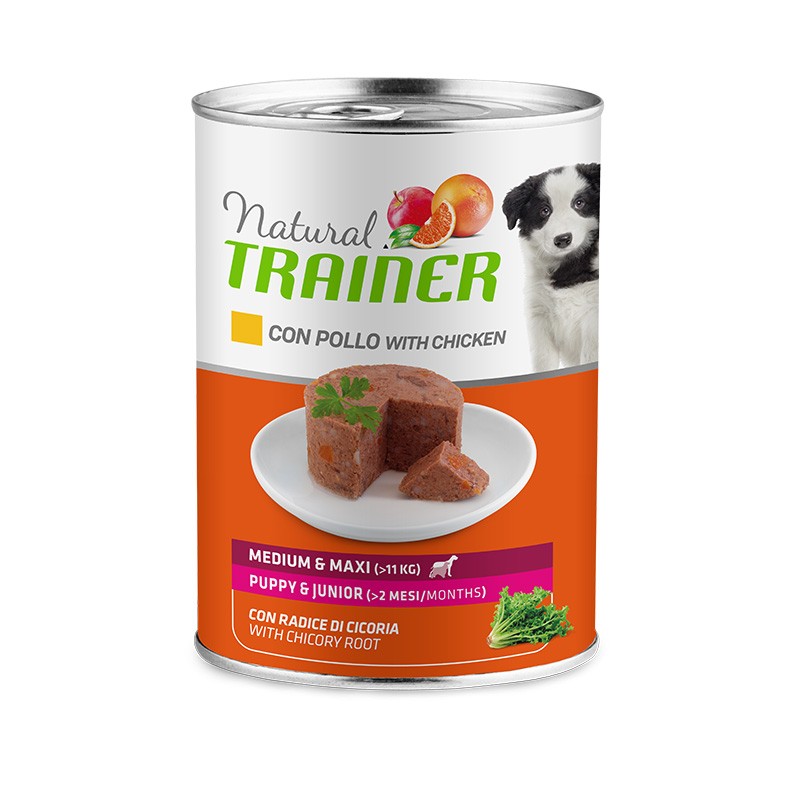 NATURAL TRAINER CANE PUPPY&JUNIOR MEDIUM&MAXI POLLO 400 GR X 12