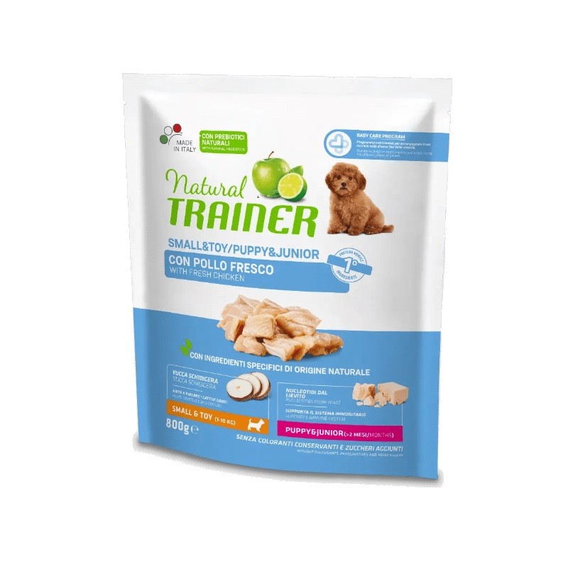 NATURAL TRAINER CROCCHETTE CANE SMALL&TOY PUPPY&JUNIOR POLLO FRESCO 800 GR