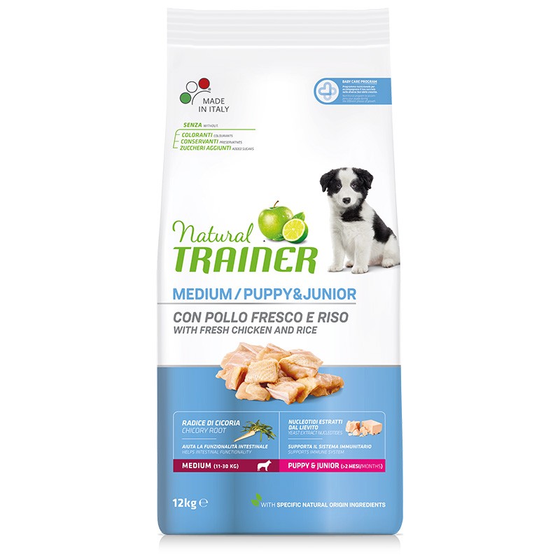 NATURAL TRAINER CANE MEDIO PUPPY&JUNIOR POLLO KG 12 new pack