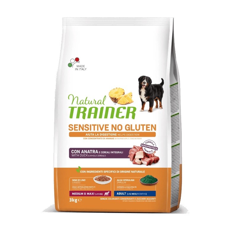 NATURAL TRAINER CANE SENSITIVE NO GLUTEN MED/MAXI ANATRA KG 3 new pack