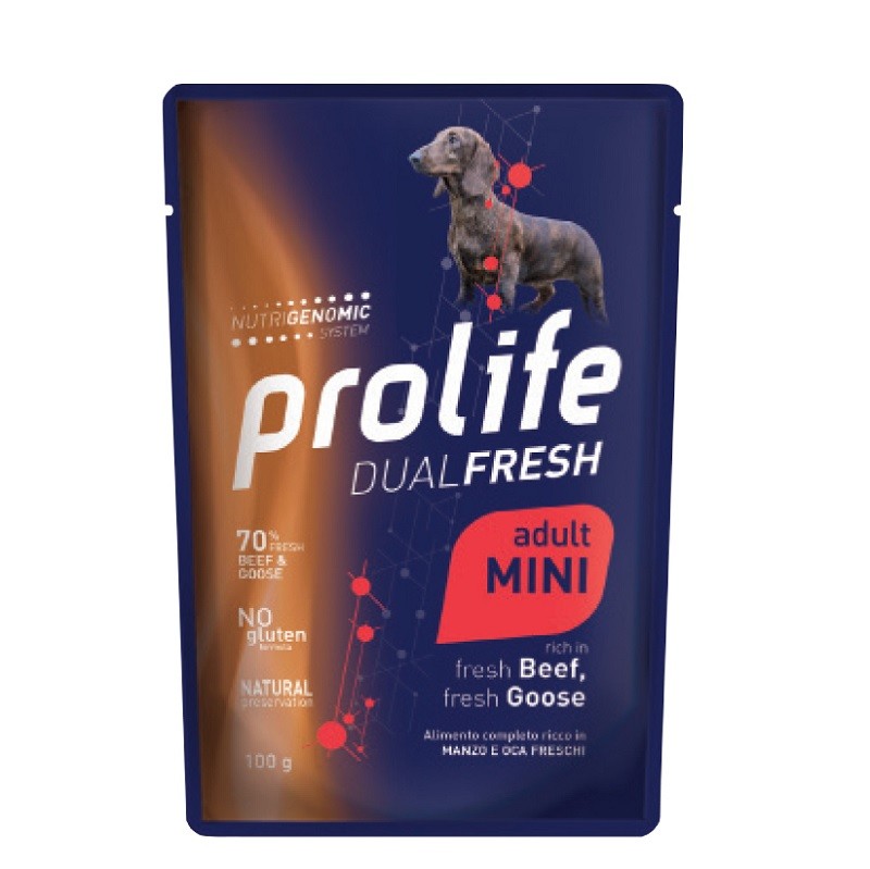 PROLIFE CANE DUALFRESH ADULT MANZO E OCA BUSTA GR 100 X 10