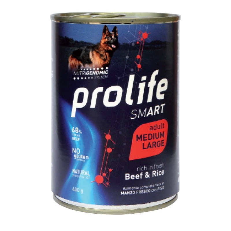 PROLIFE CANE SMART ADULT MANZO E RISO MEDIUM E LARGE LATTINA GR 400 X 6