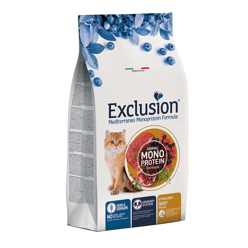 EXCLUSION NOBLE GRAIN GATTO STERILIZED MANZO KG 1,5