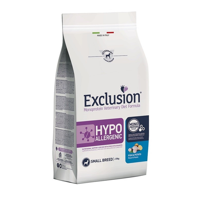 EXCLUSION CANE HYPOALLERGENIC PESCE E PATATE SMALL KG 2