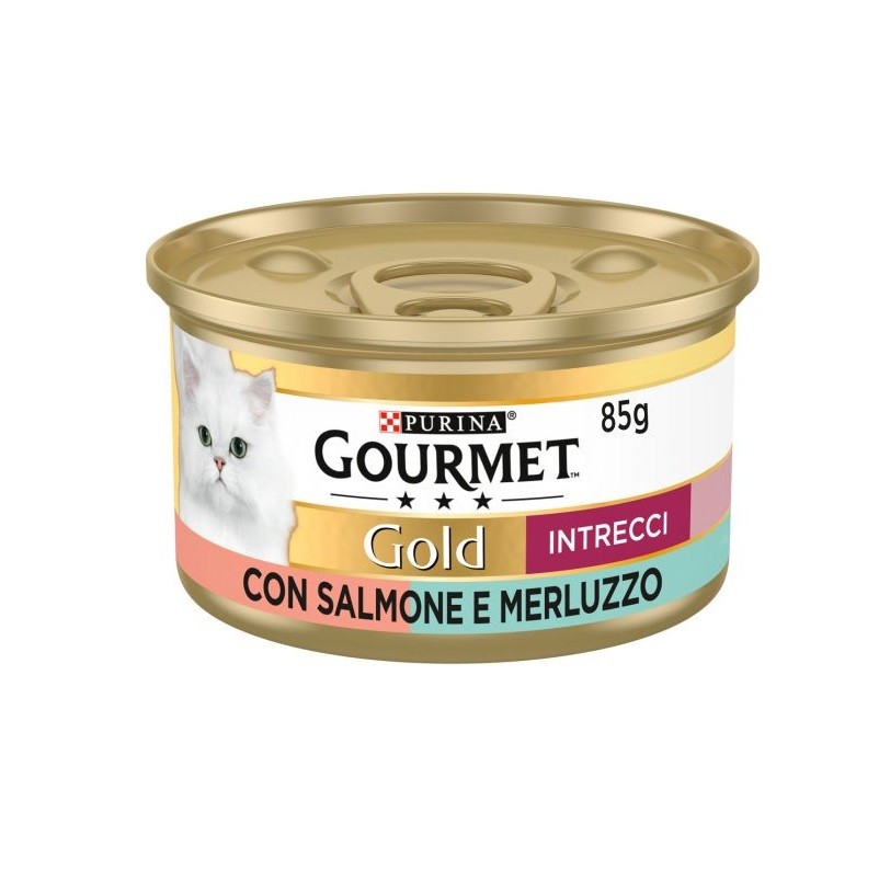 GOURMET GOLD INTRECCI DI GUSTO SALMONE E MERLUZZO GR 85X24