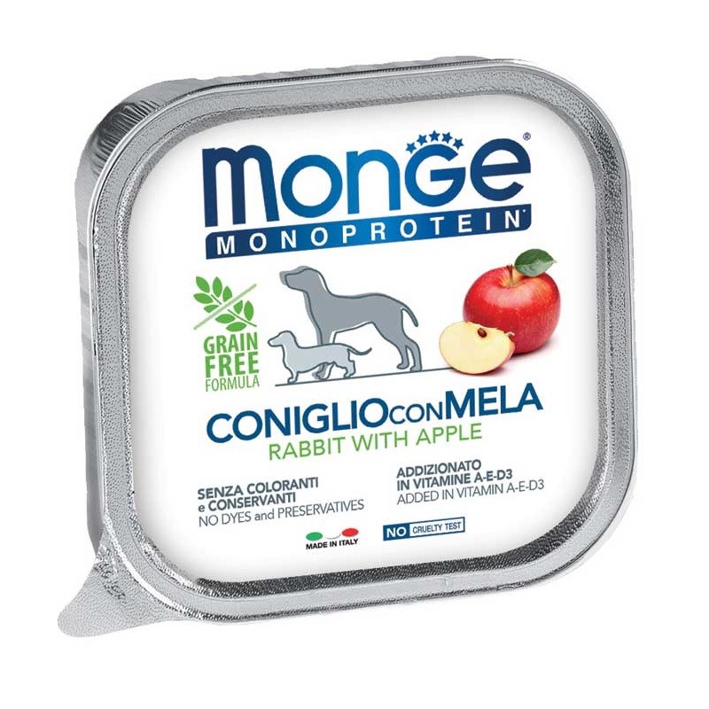 MONGE CANE FRUIT MONOPROTEICO CONIGLIO e MELA GR150 6 vaschette