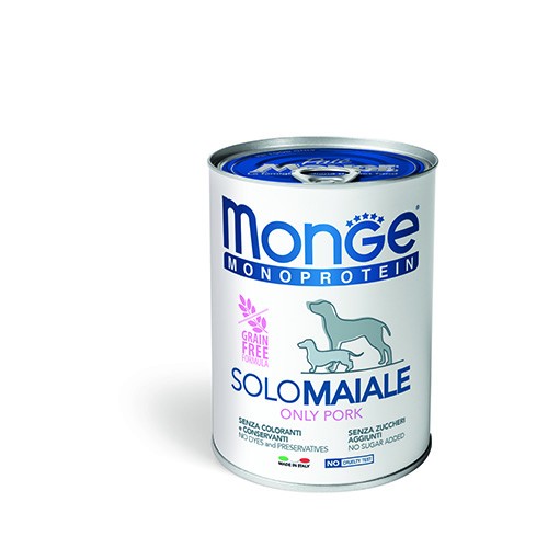 MONGE CANE MONOPROTEICO PATE' MAIALE GR 400 6 lattine