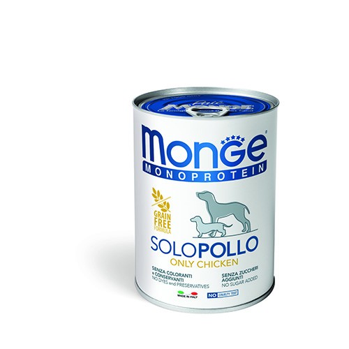 MONGE CANE MONOPROTEICO PATE' POLLO GR 400 6 lattine