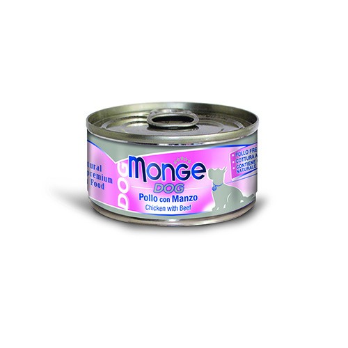 MONGE CANE NATURALE POLLO E MANZO GR 95 6 lattine