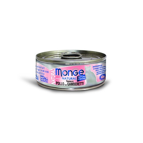 MONGE GATTO NATURAL POLLO e GAMBERI GR 80 6 lattine