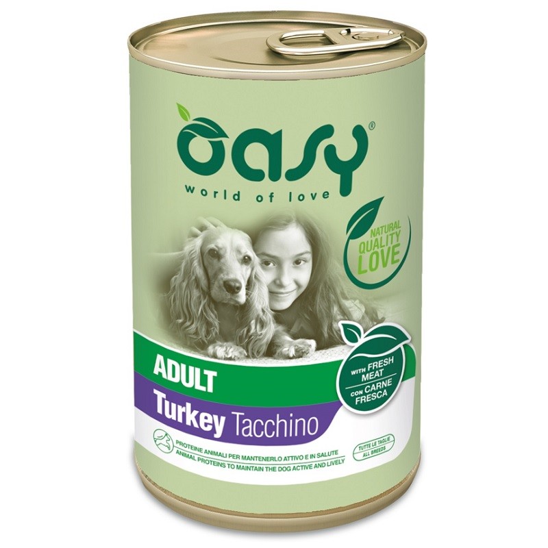 Oasy Wet Dog Lifestage - ADULT TACCHINO Lattina 400 gr 6 lattine
