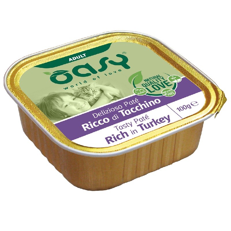 OASY GATTO DELIZIOSO PATE' ADULT TACCHINO GR 100 8 vaschette
