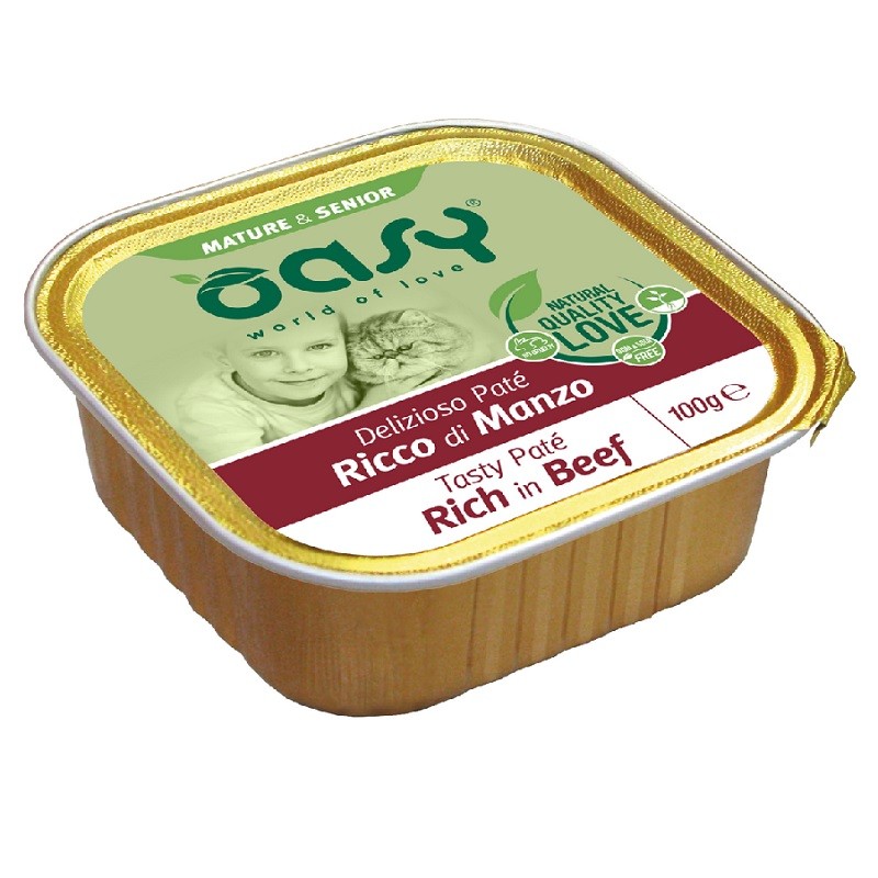 OASY GATTO DELIZIOSO PATE' MATURE & SENIOR MANZO GR 100 8 vaschette
