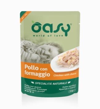 Oasy Wet Cat - POLLO CON FORMAGGIO Busta 70 gr 12 buste