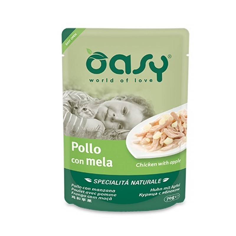 Oasy Wet Cat - POLLO CON MELA Busta 70 gr 12 buste