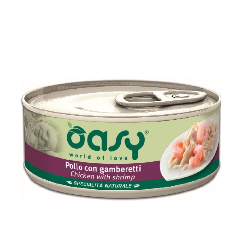 Oasy Wet Cat - POLLO CON GAMBERETTI Lattina GR 70 6 lattine