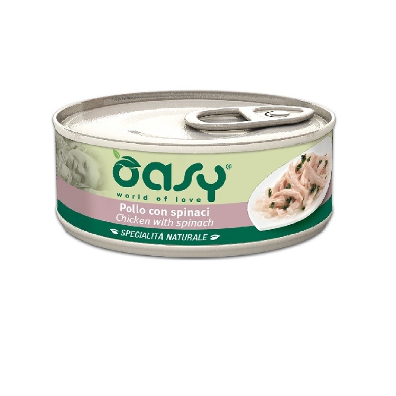 Oasy Wet Cat - POLLO CON SPINACI Lattina 150 gr 6 lattine