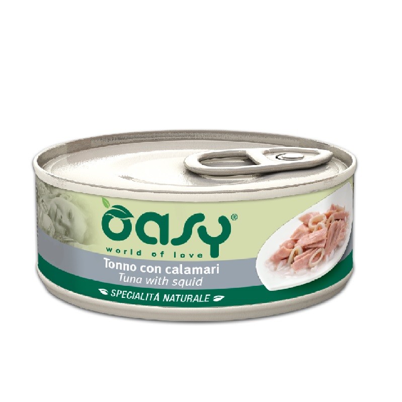 Oasy Wet Cat - TONNO CON CALAMARI Lattina 70 gr 6 lattine
