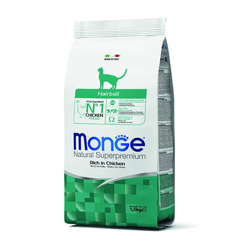 MONGE GATTO CROCCANTINO HAIRBALL POLLO KG 1,5