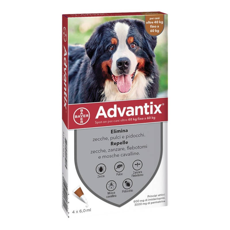 ADVANTIX SPOT ON PER CANI DA 40 A 60 KG (4 pipette da 6 ml)