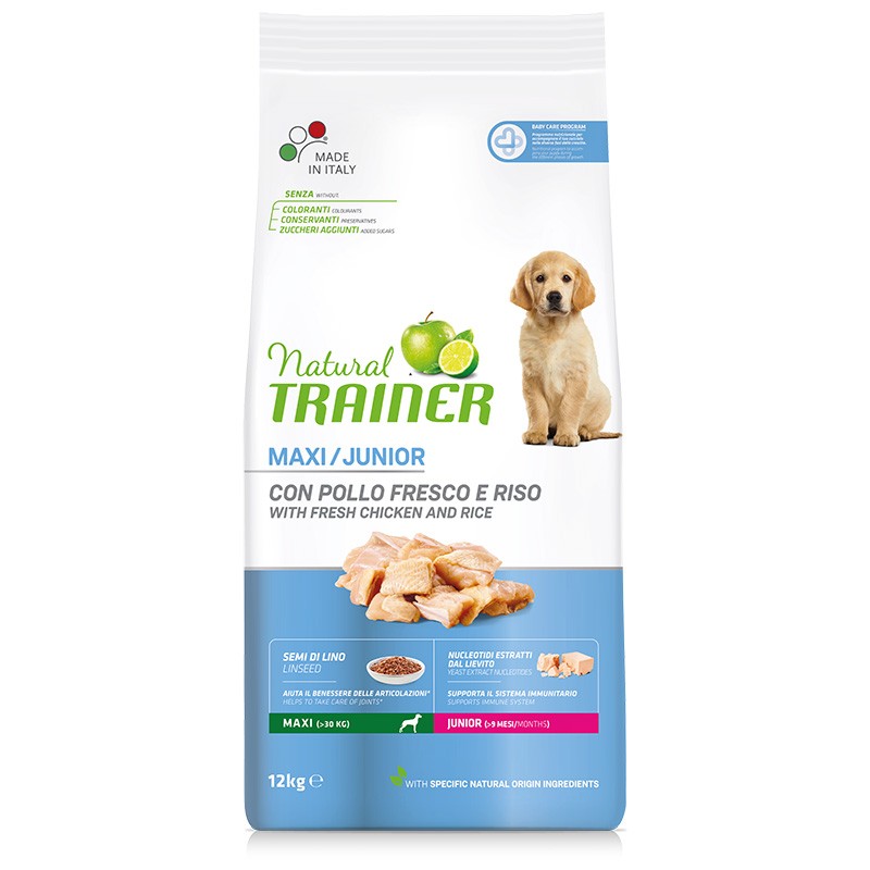 NATURAL TRAINER CROCCHETTE CANE MAXI JUNIOR POLLO FRESCO 12 KG