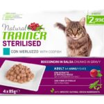 NATURAL TRAINER BOCCONCINI GATTO ADULT FLOWPACK STERILISED MERLUZZO 85 GR X 4 (13 pacchetti)