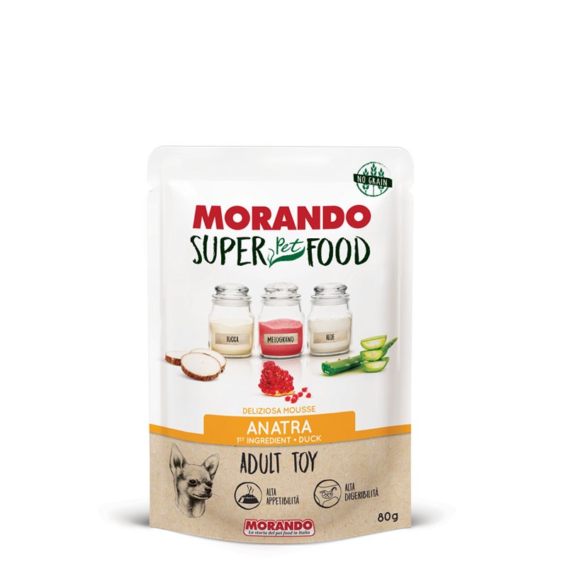 MORANDO SUPERPETFOOD CANE ADULT TOY MOUSSE ANATRA FRESCA GR 80 (24 bustine)