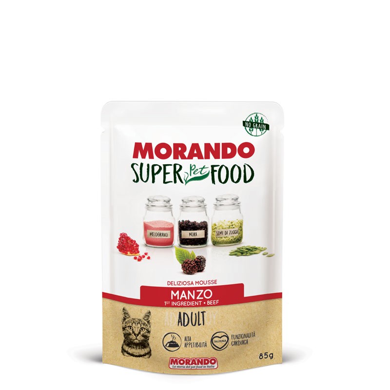 MORANDO SUPERPETFOOD GATTO ADULT MOUSSE MANZO FRESCO GR 85 (24 bustine)