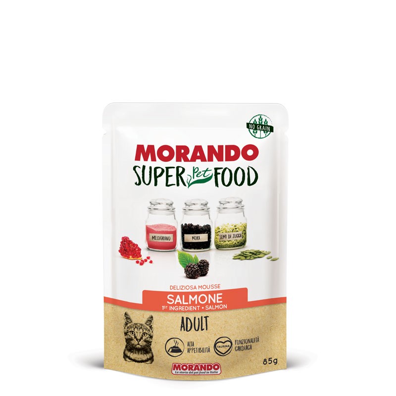 MORANDO SUPERPETFOOD GATTO ADULT MOUSSE SALMONE FRESCO GR 85 (24 bustine)