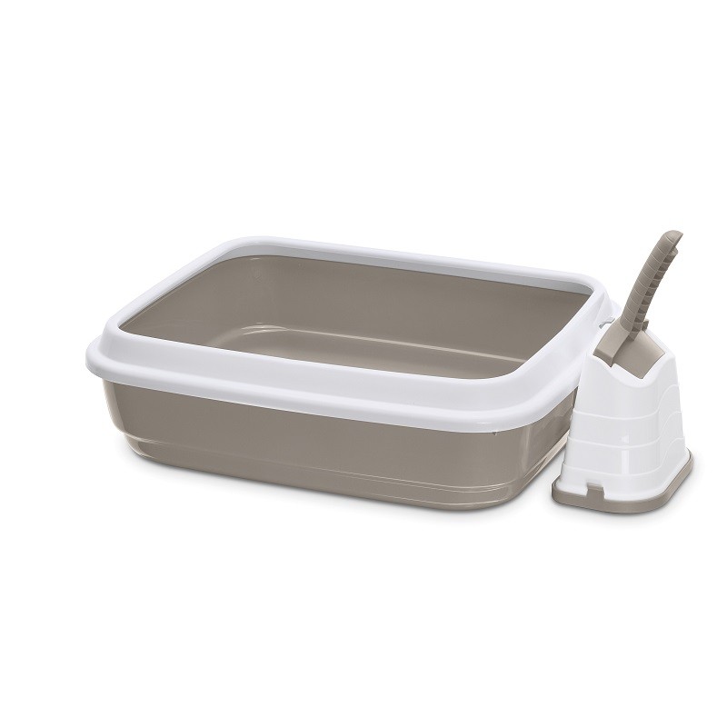 LETTIERA DUO con PALETTA TORTORA E BIANCO cm 59 x 40 x 28