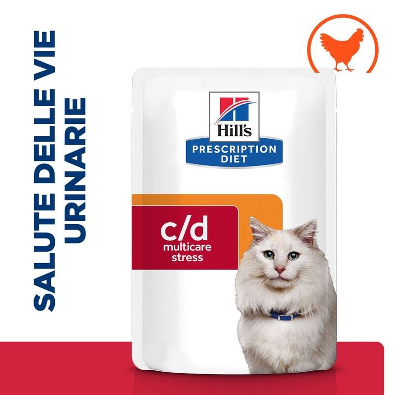 HILL'S PRESCRIPTION DIET BOCCONCINI GATTO BUSTA C/D URINARY STRESS POLLO GR 85 (12 bustine)