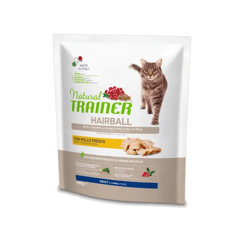 NATURAL TRAINER CROCCANTINI GATTO ADULT HAIRBALL POLLO 300 GR