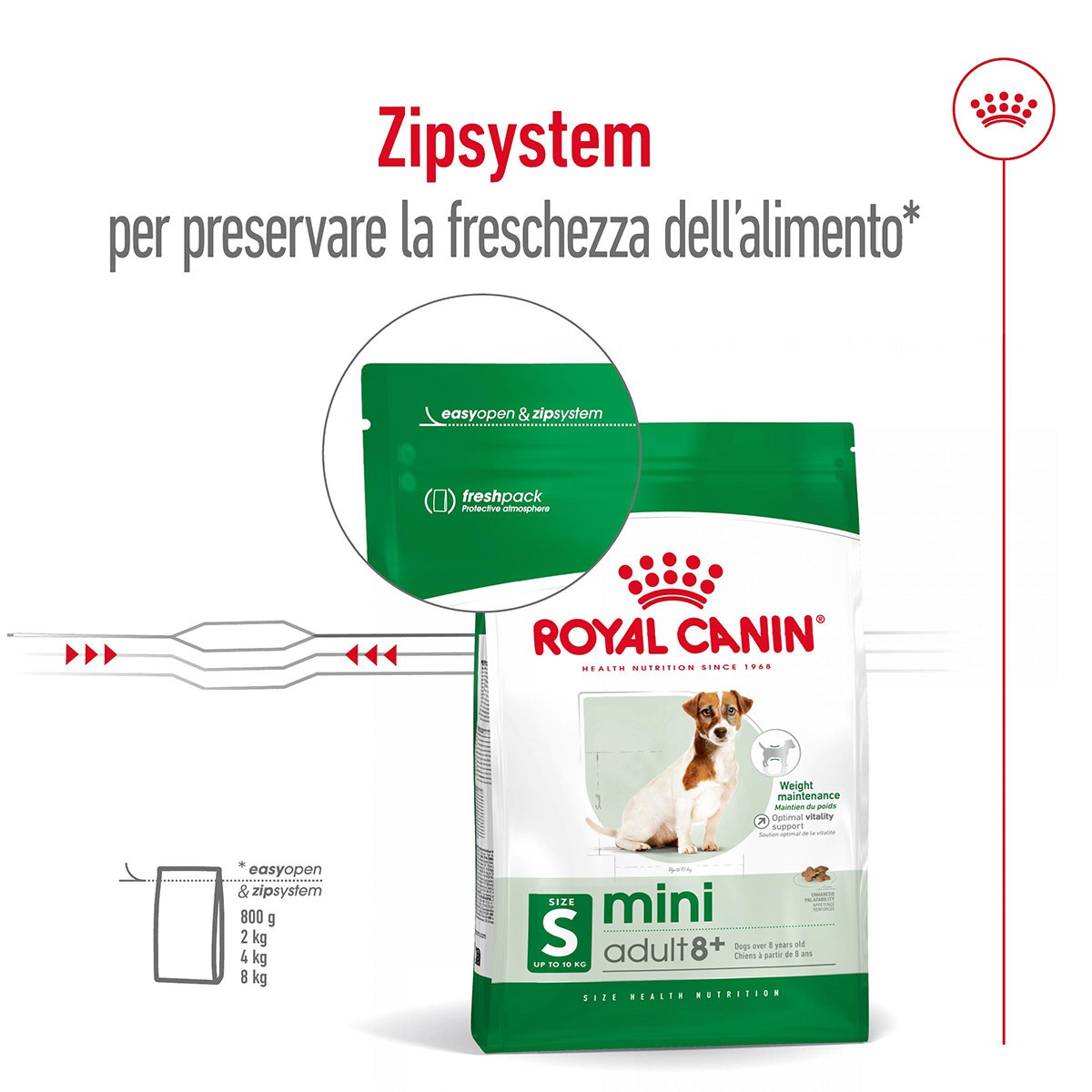 ROYAL CANINÂ® SIZE HEALTH NUTRITION MINI ADULT 8+ GR 800 - Alimento secco per cani maturi di taglia piccola (fino a 10 kg)