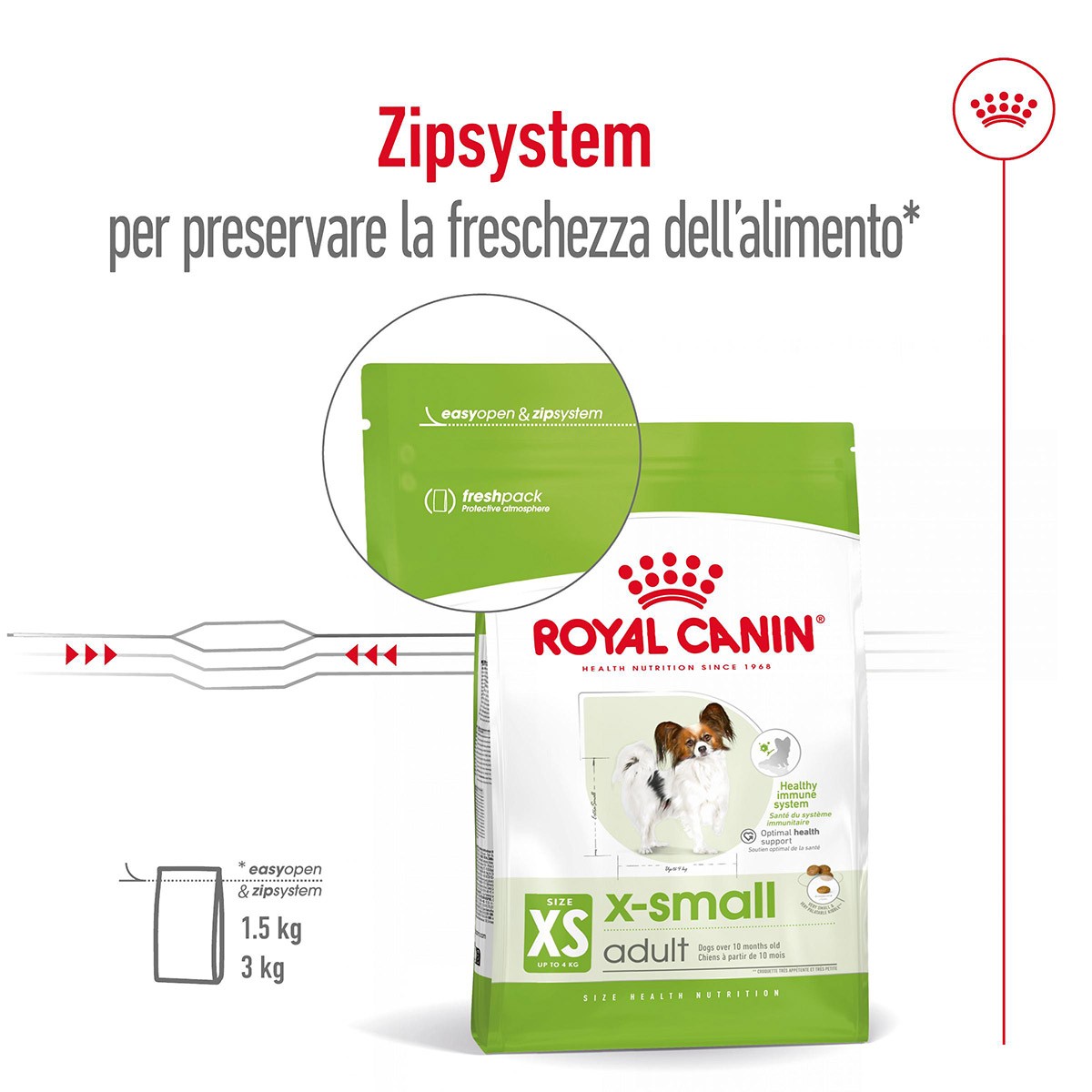 ROYAL CANINÂ® SIZE HEALTH NUTRITION X-SMALL ADULT GR 500- Alimento secco per cani di taglia piccolissima (fino a 4 kg)