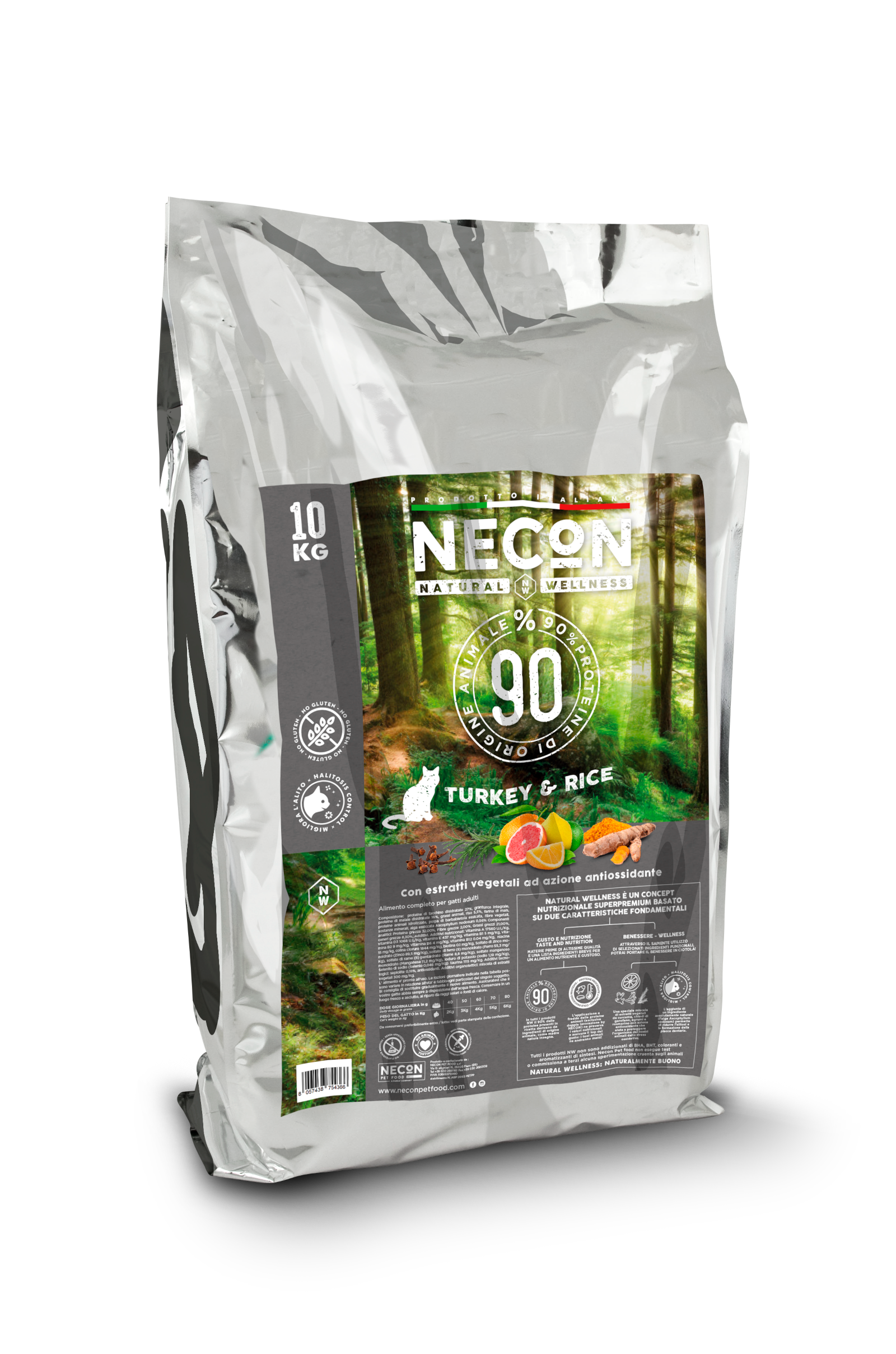 NECON NAURAL WELLNESS GATTO ADULT TACCHINO E RISO KG 10
