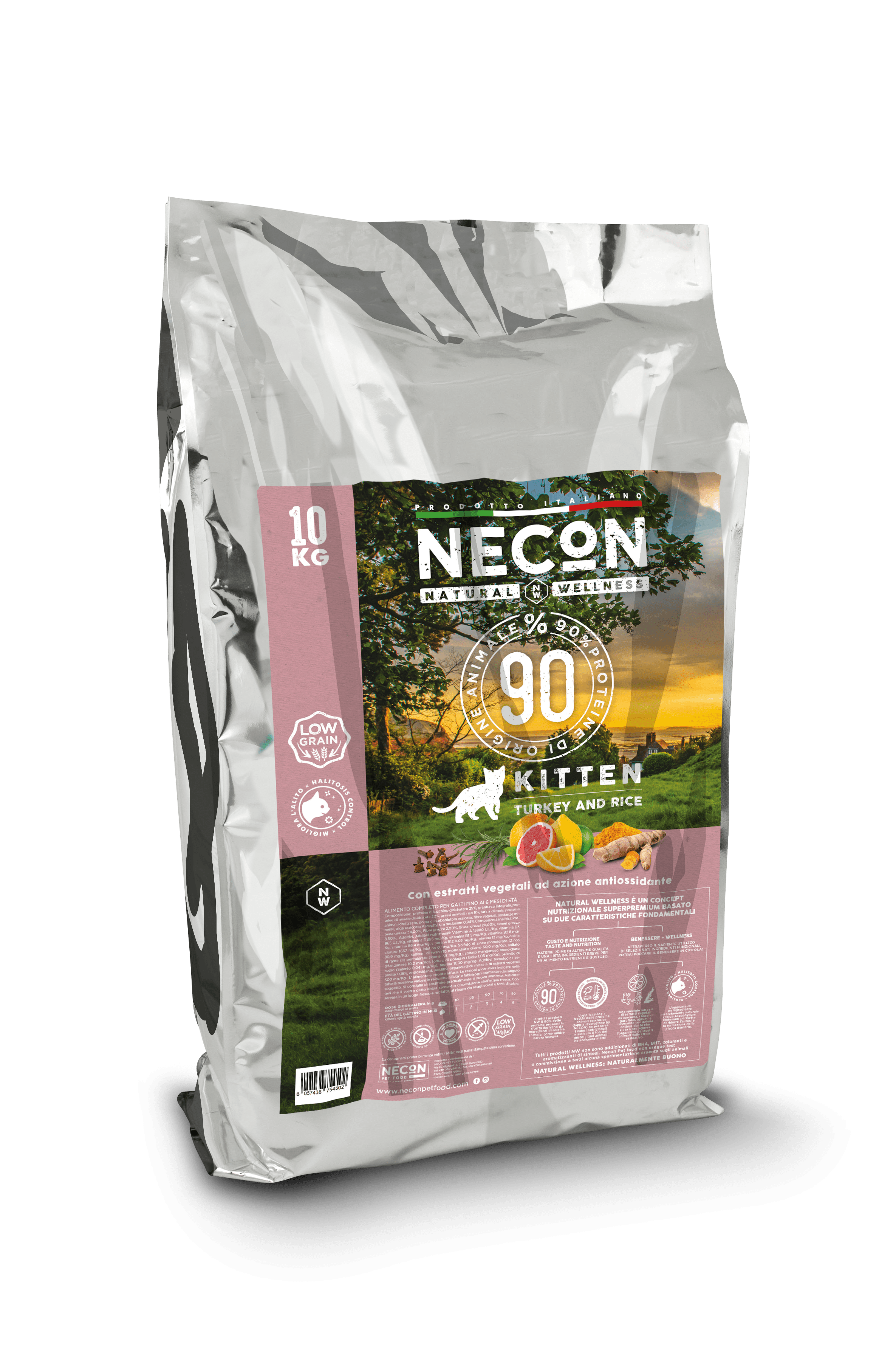 NECON NAURAL WELLNESS GATTO KITTEN TACCHINO E RISO KG 10