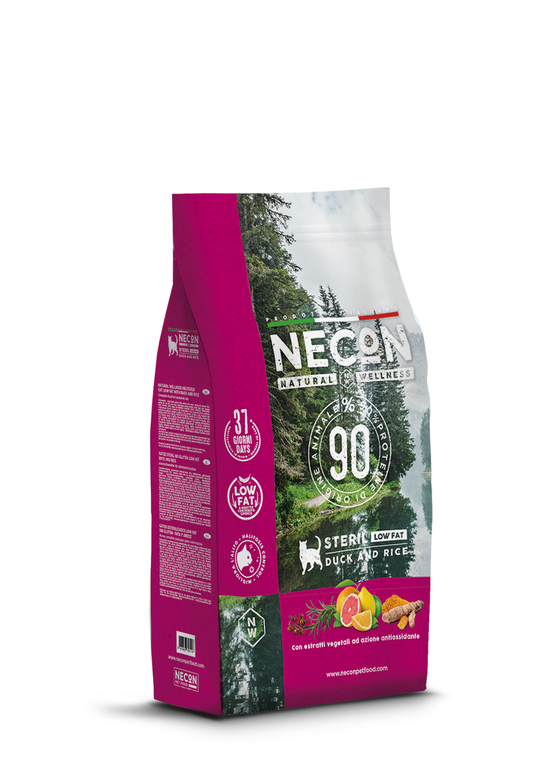 NECON NAURAL WELLNESS GATTO ADULT STERILISED LOW FAT ANATRA E RISO KG 1,5