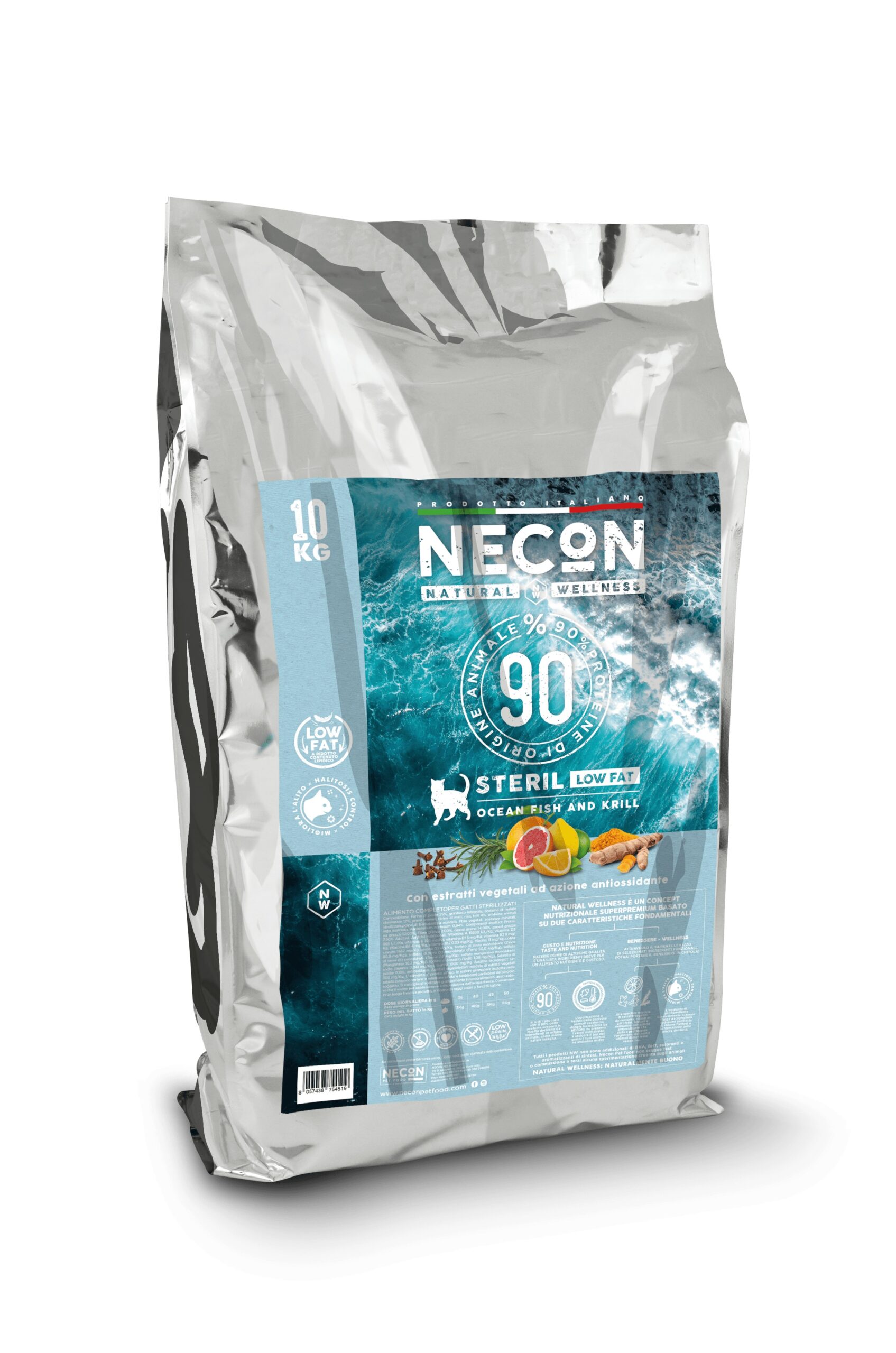 NECON NAURAL WELLNESS GATTO ADULT STERILISED LOW FAT PESCE OCEANICO E KRILL KG 10