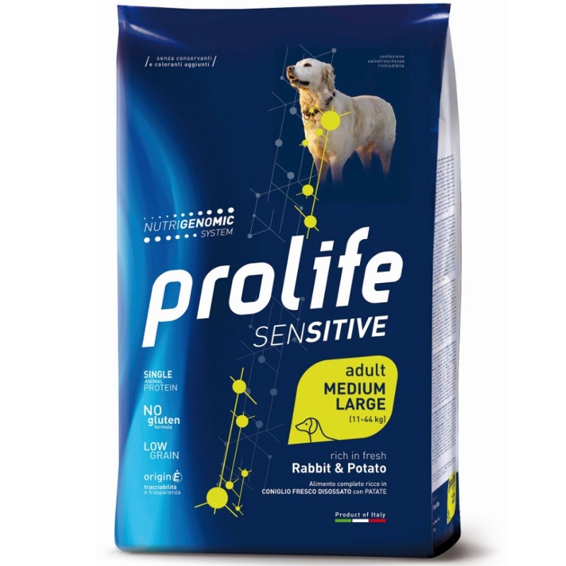 PROLIFE CANE ADULT SENSITIVE CONIGLIO E PATATE MEDIUM E LARGE KG 2,5