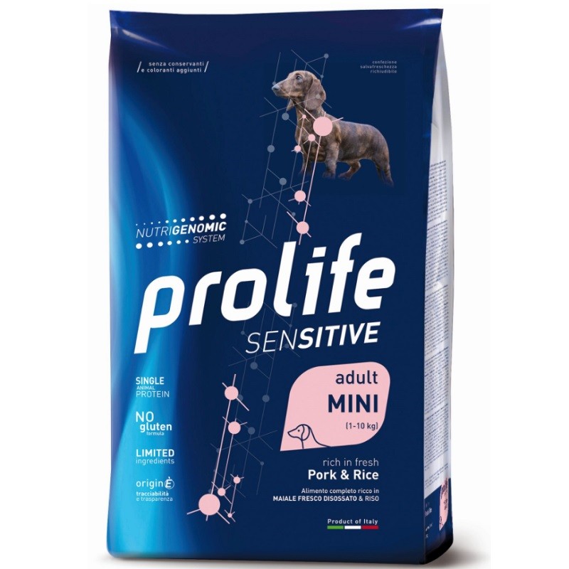 PROLIFE CANE ADULT SENSITIVE MAIALE E RISO MINI GR 600