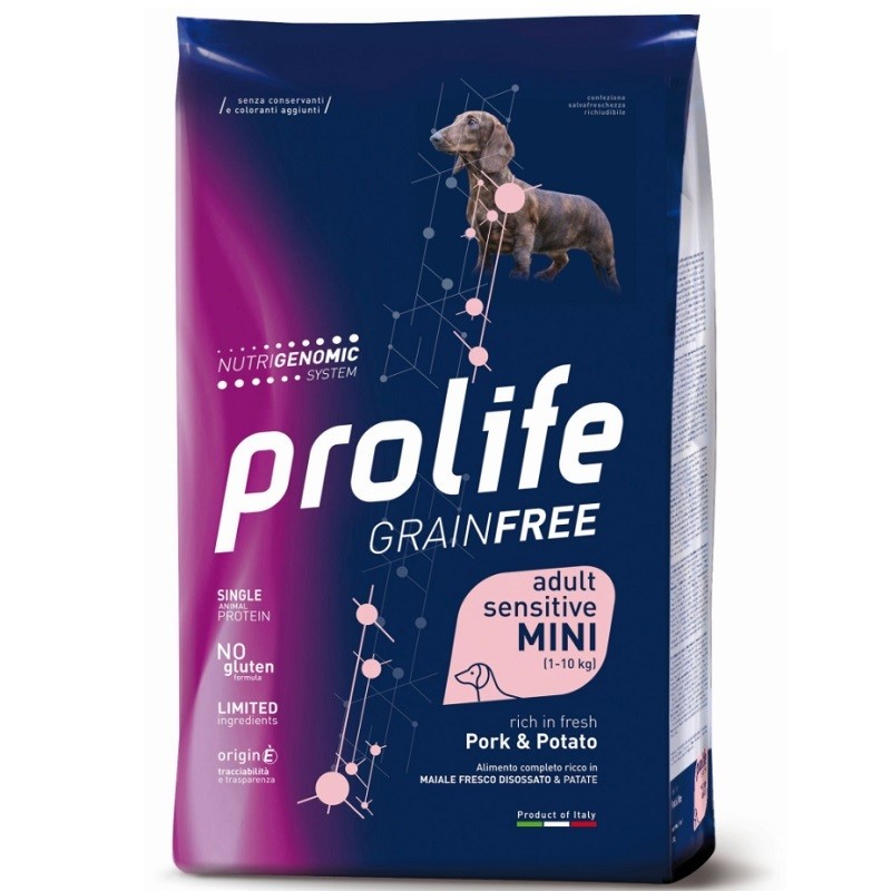 PROLIFE CANE GRAIN FREE SENSITIVE ADULT MAIALE E PATATE MINI KG 2